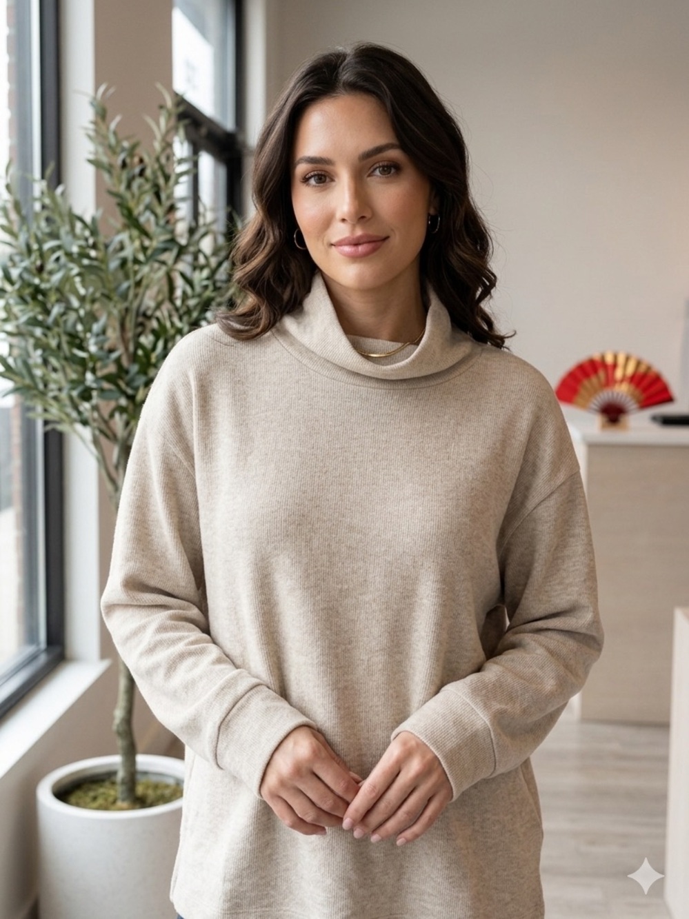 Uniqlo Cream Cowl Neck Sweater